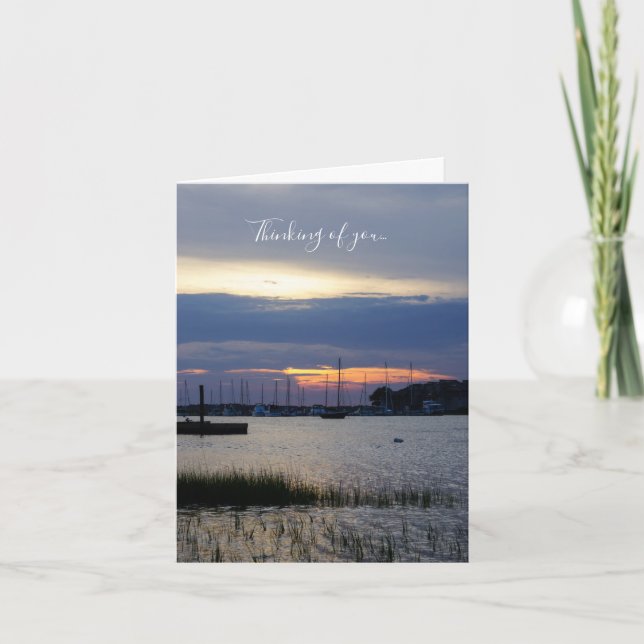 Sunset At Folly Harbour Thinking Of You Card (Front)