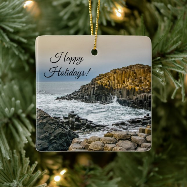 Sunset at Giant's Causeway Ceramic Ornament (Tree)