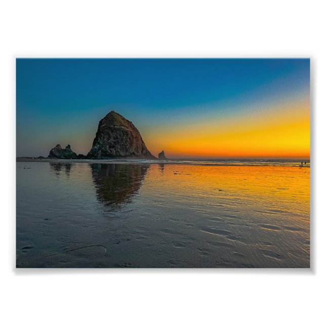 Sunset at Haystack Rock on Cannon Beach, Oregon Photo Print (Front)
