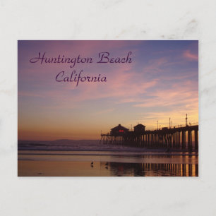 Sunset at Huntington Beach Pier, California Postcard