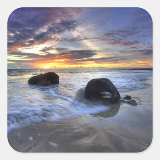 Sunset At Kedonganan Beach Square Sticker (Front)