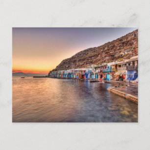 Sunset at Klima of Milos, Greece Postcard