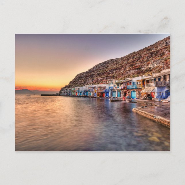 Sunset at Klima of Milos, Greece Postcard (Front)