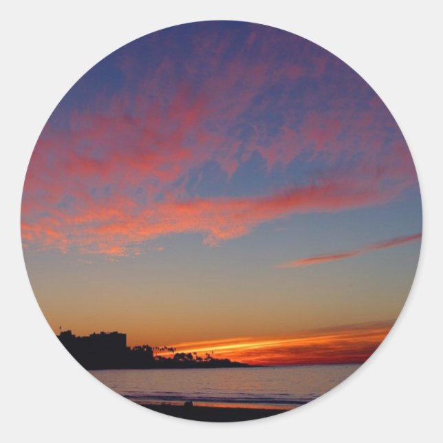 Sunset At La Jolla Shores Classic Round Sticker (Front)