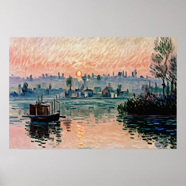 Sunset at Lavacourt (1) A Tranquil Evening Glow Poster (Front)