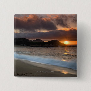 Sunset at Monastery Beach, Carmel, California, 15 Cm Square Badge