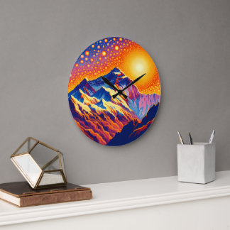Sunset at Mount Everest Large Clock