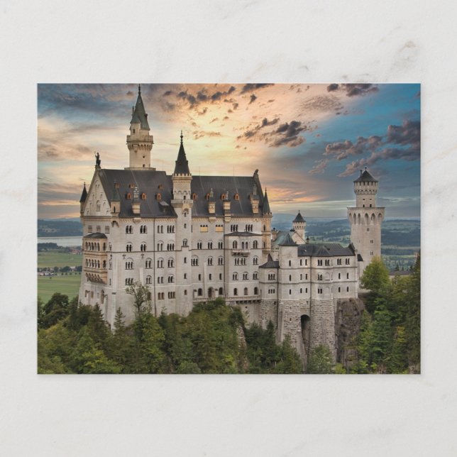 Sunset at Neuschwanstein Castle, Germany Bavaria Postcard (Front)