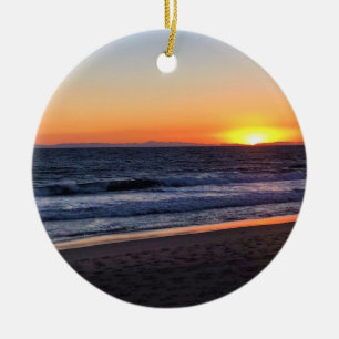 Sunset at Newport Beach, California Ceramic Ornament