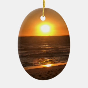 Sunset at Newport Beach, California Ceramic Ornament