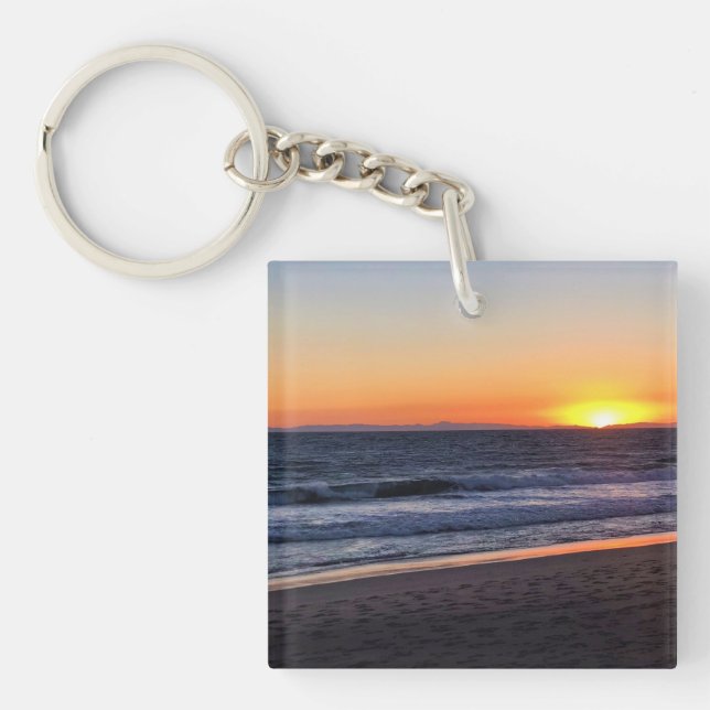 Sunset at Newport Beach, California Key Ring (Front)