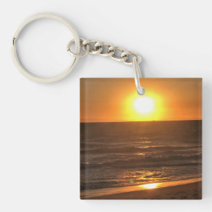 Sunset at Newport Beach, California Key Ring