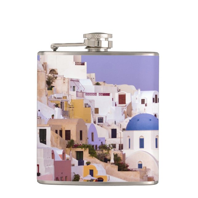 Sunset at Oil, Santorini 2 Hip Flask (Front)