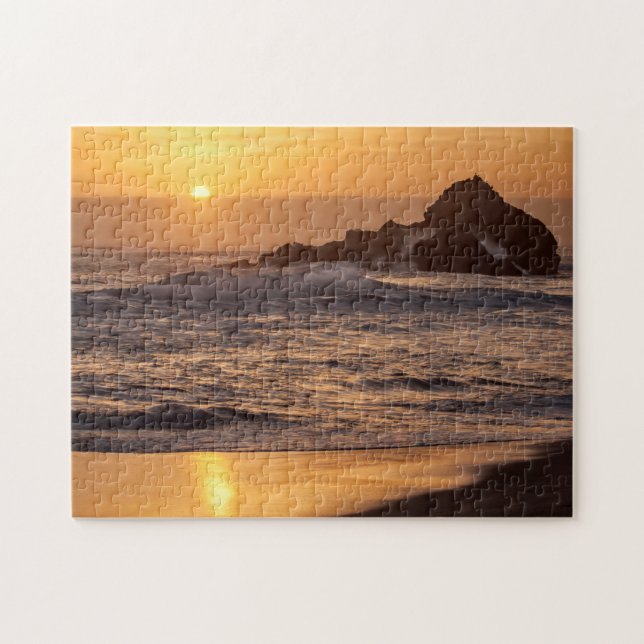 Sunset At Pfeiffer Beach Jigsaw Puzzle (Horizontal)