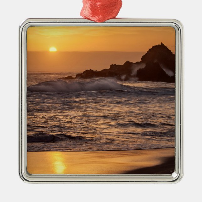 Sunset At Pfeiffer Beach Metal Ornament (Front)