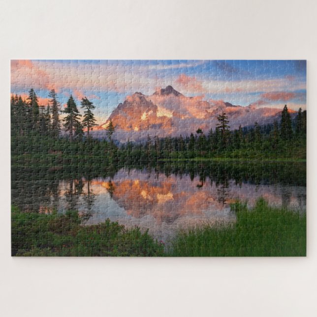 Sunset at Picture Lake with Mount Shuksan Jigsaw Puzzle (Horizontal)