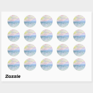 Sunset at Pourville by Claude Monet, Classic Round Sticker