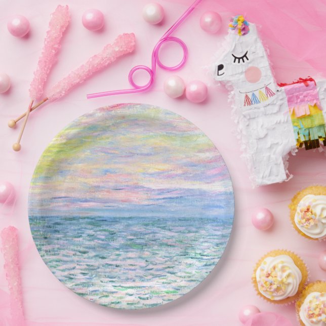 Sunset at Pourville by Monet Paper Plate (Party)