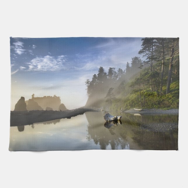 Sunset at Ruby Beach, Olympic National Park, Tea Towel (Horizontal)