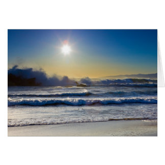 Sunset at Santa Monica beach, huge waves