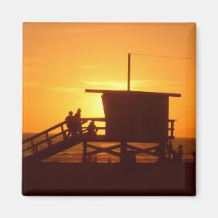 Sunset at Santa Monica State Beach Magnet