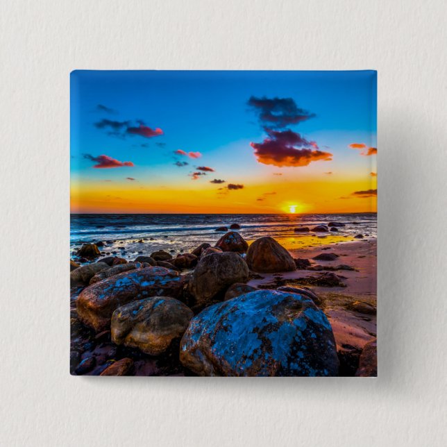 Sunset At Sea 15 Cm Square Badge (Front)