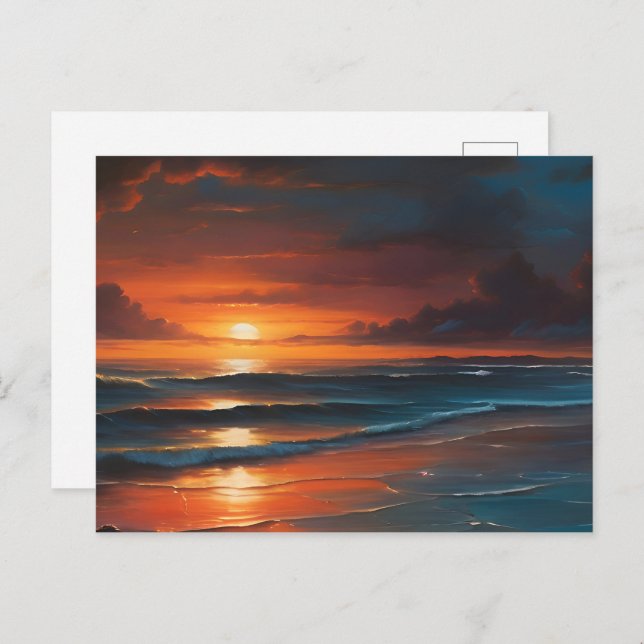 Sunset at sea art postcard (Front/Back)