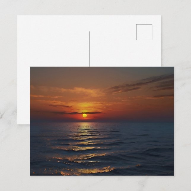 Sunset at sea art postcard (Front/Back)