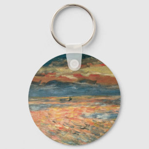 Sunset at Sea by Pierre Renoir, Vintage Fine Art Key Ring