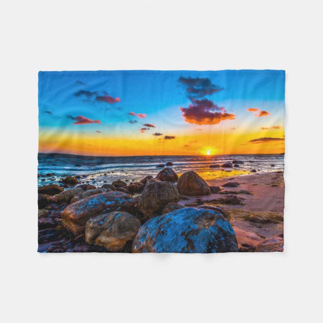 Sunset At Sea Fleece Blanket (Front (Horizontal))
