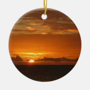 Sunset at Sea I Tropical Colourful Seascape Ceramic Ornament