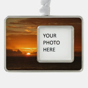 Sunset at Sea I Tropical Colourful Seascape Silver Plated Framed Ornament