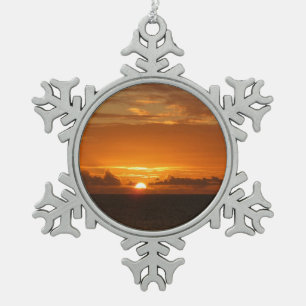 Sunset at Sea I Tropical Colourful Seascape Snowflake Pewter Christmas Ornament