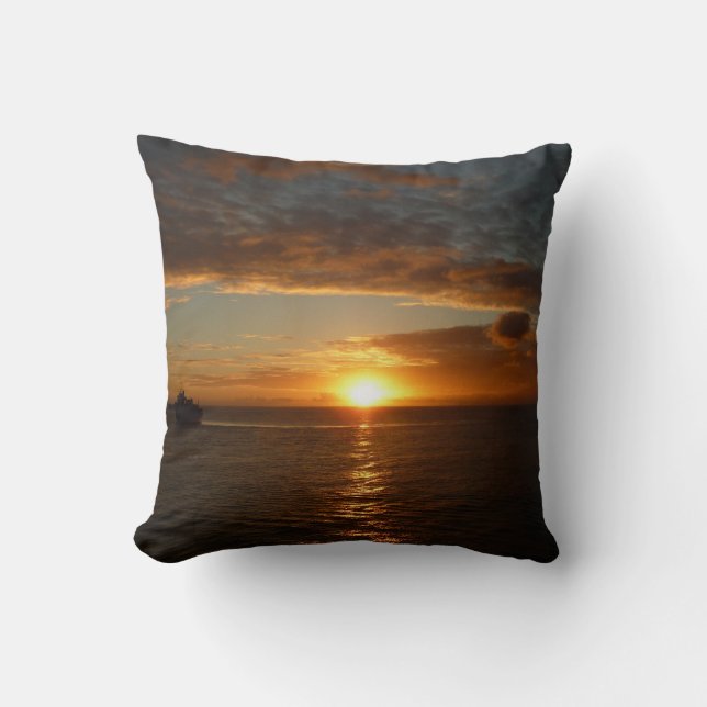 Sunset at Sea II Tropical Seascape Cushion (Front)