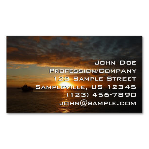 Sunset at Sea II Tropical Seascape Magnetic Business Card