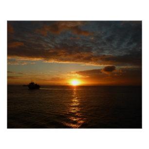 Sunset at Sea II Tropical Seascape Poster