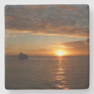 Sunset at Sea II Tropical Seascape Stone Coaster