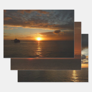 Sunset at Sea II Tropical Seascape Wrapping Paper Sheet