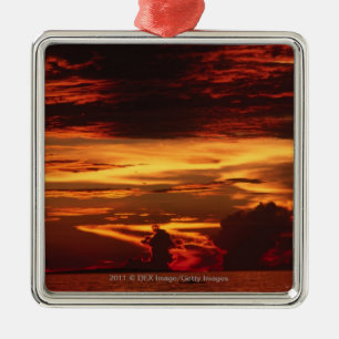 Sunset at sea metal tree decoration