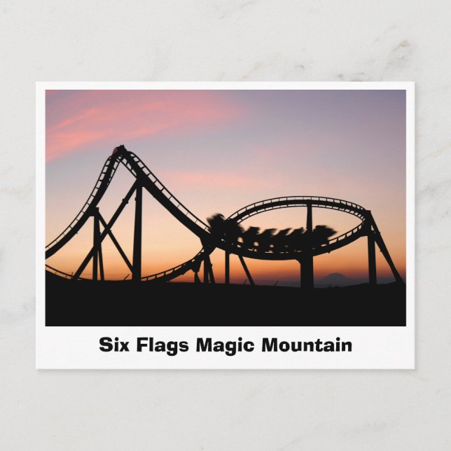 Sunset at Six Flags Magic Mountain Postcard (Front)