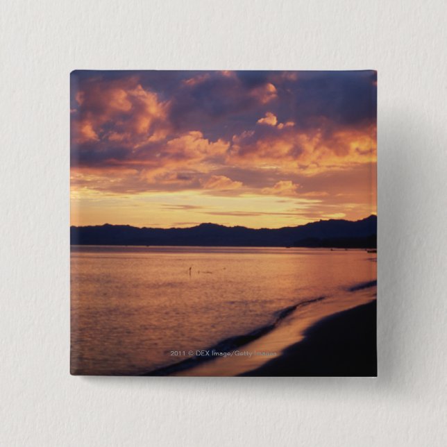 Sunset at the beach 15 cm square badge (Front)