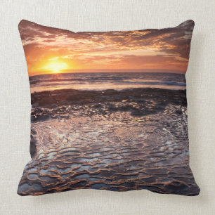 Sunset at the beach, California Cushion