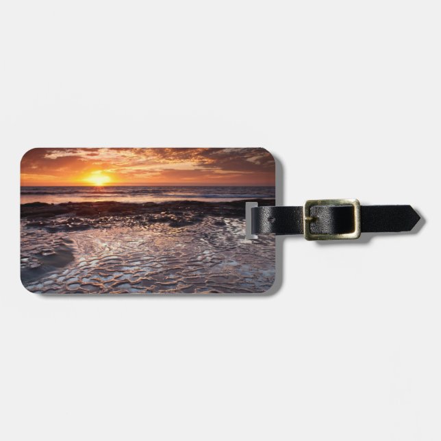 Sunset at the beach, California Luggage Tag (Front Horizontal)