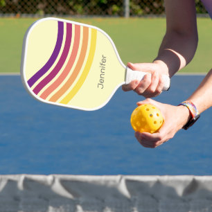 Sunset at the Beach Colourful Abstract Wavy Lines Pickleball Paddle
