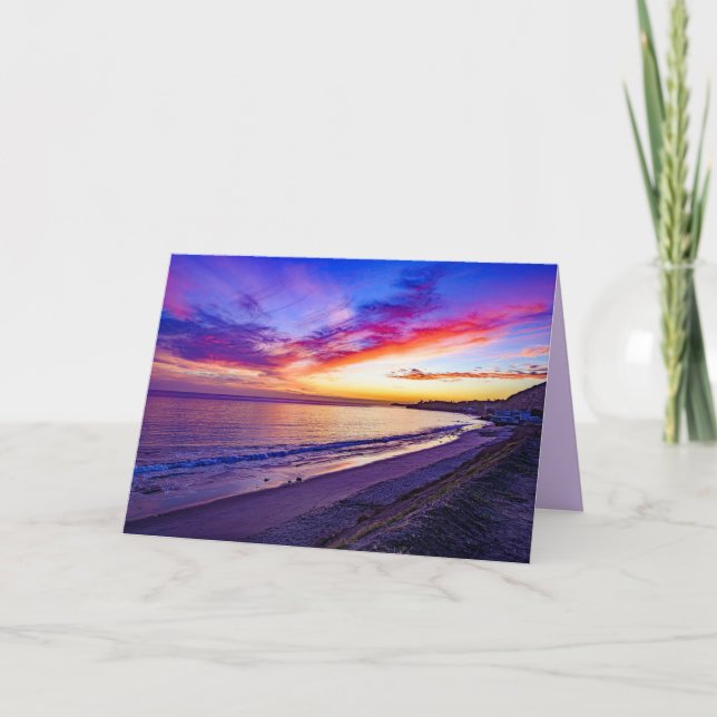 sunset at the beach greeting card (Front)