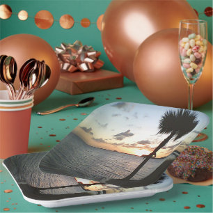 Sunset At The Beach Paper Plate