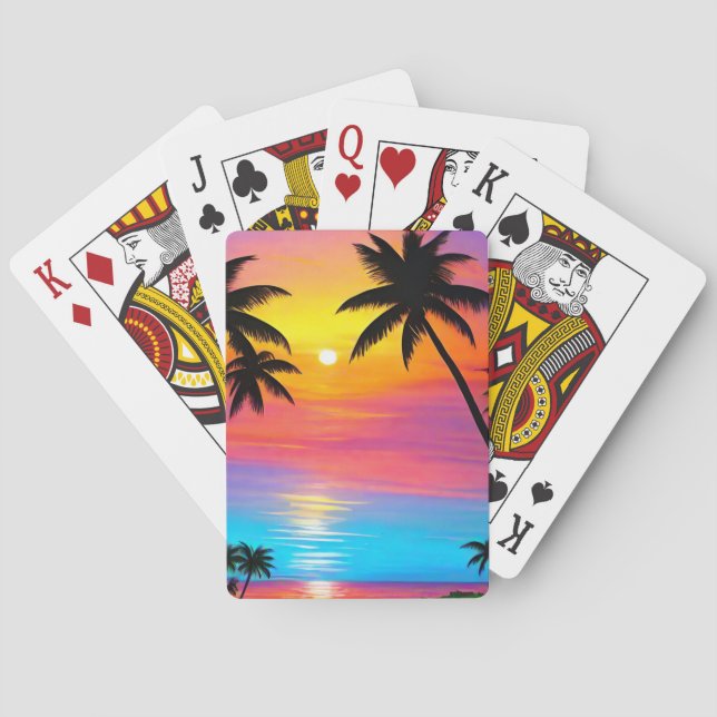 Sunset at the beach playing cards (Back)