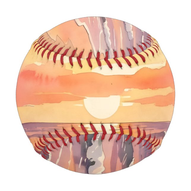 Sunset at the beach with birds baseball (Front)
