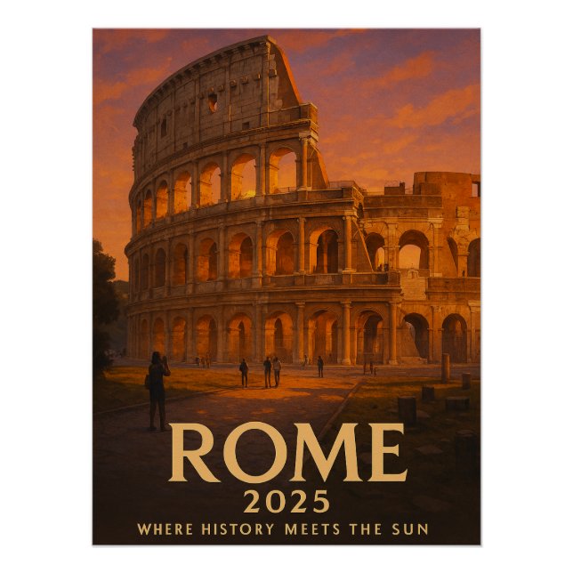 Sunset at the Colosseum Poster (Front)