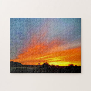 Sunset At The Farm Jigsaw Puzzle